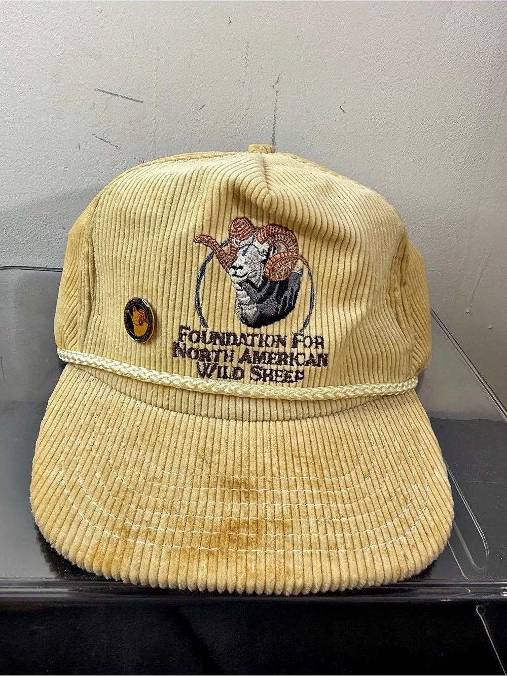 Vintage FNAWS Corduroy Rope Snapback Hat Made in USA w/ Pin